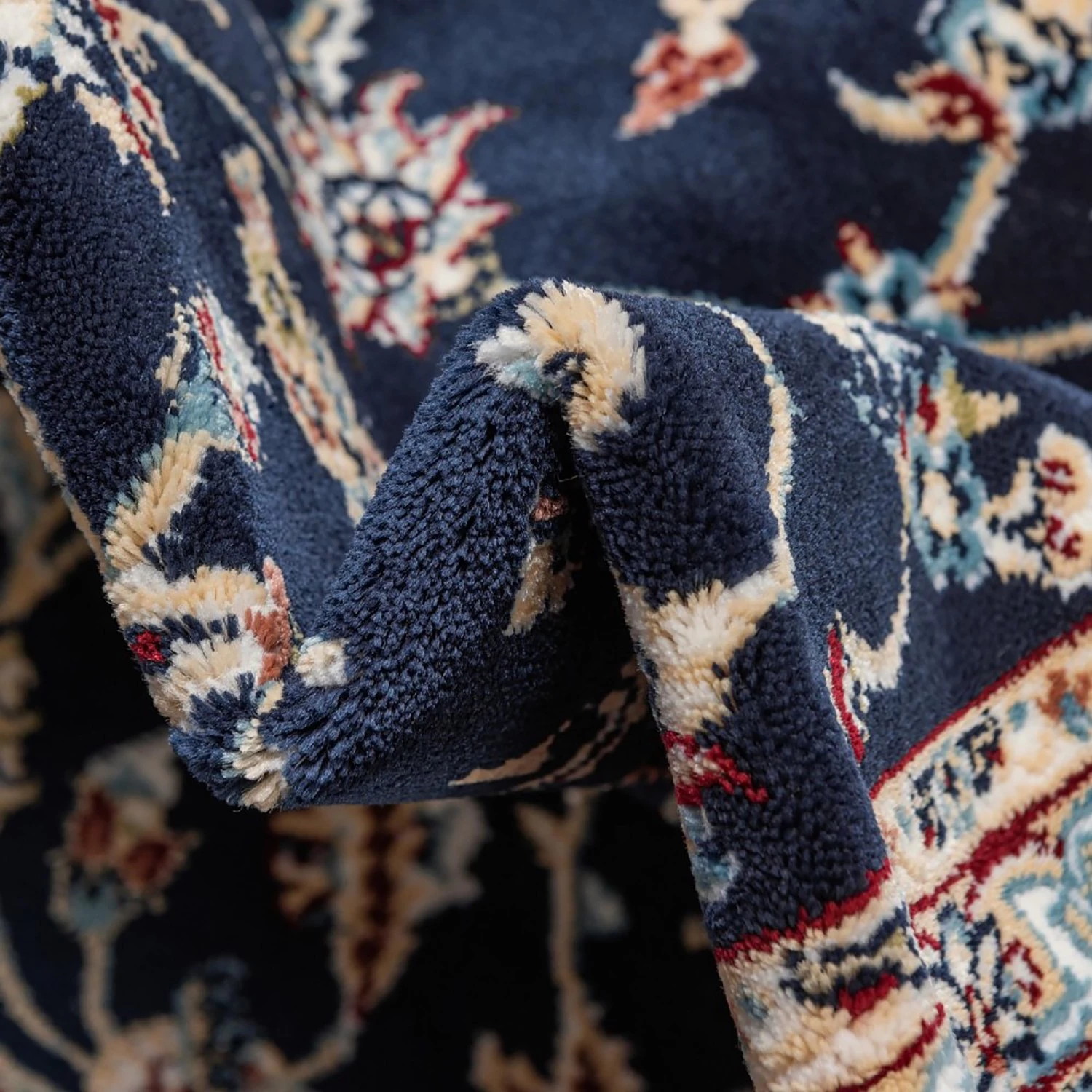 Top Square Tapis Almas Rond I - Polypropylène / Coton - Bleu marine 9 Top Square Tapis Almas Rond I - Polypropylène / Coton - Bleu marine – Image 7