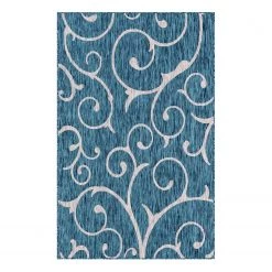 Top Square Tapis intérieur / extérieur Beauties I - polypropylène - Bleu pétrole - 150 x 245 cm