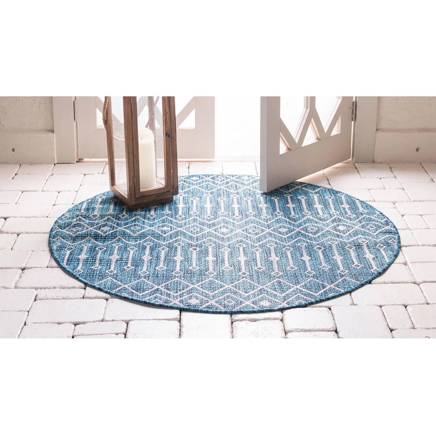 Top Square Tapis intérieur / ext. Cloud Crosses VII - polypropylène - Bleu pétrole 11 Top Square Tapis intérieur / ext. Cloud Crosses VII - polypropylène - Bleu pétrole – Image 9