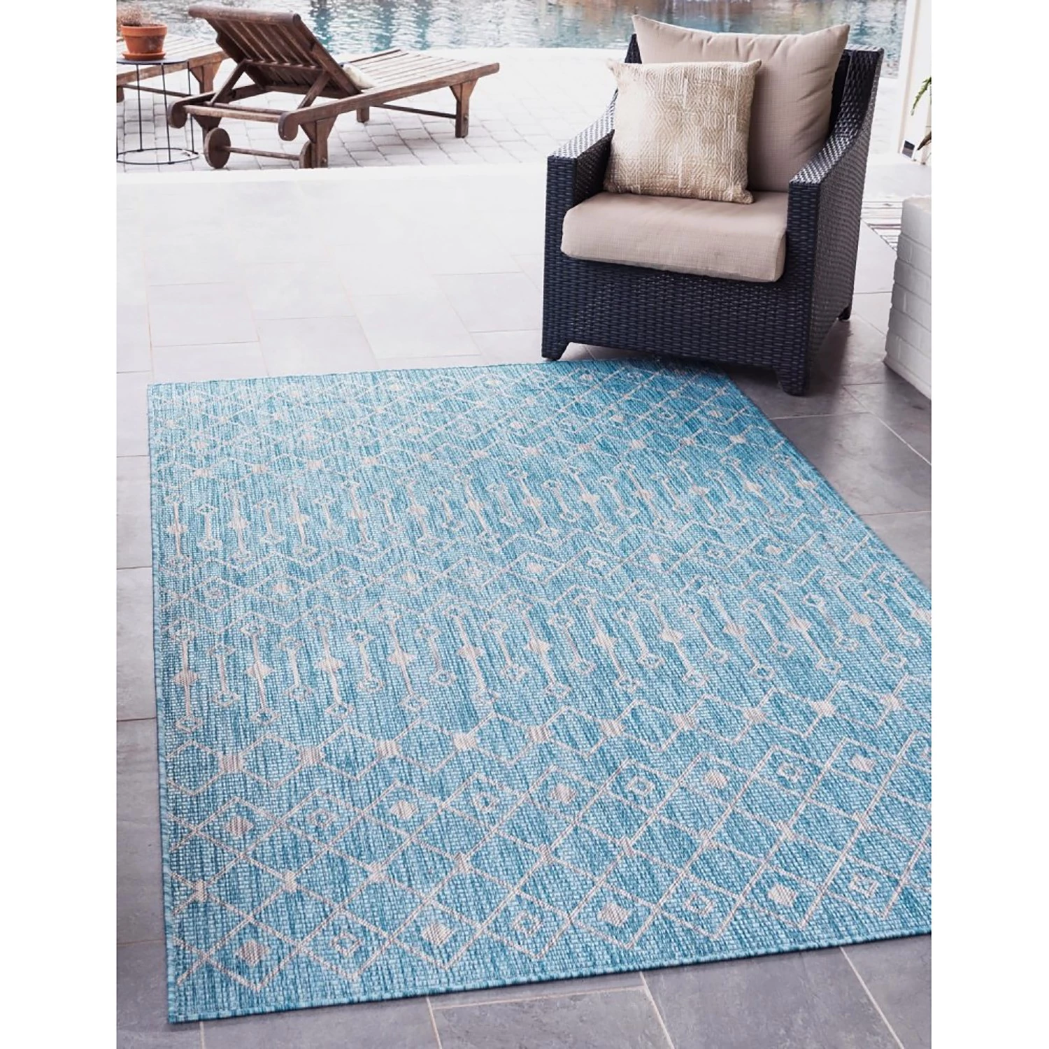 Top Square Tapis intérieur / ext. Cloud Crosses III - Polypropylène - Turquoise - 185 x 275 cm 9 Top Square Tapis intérieur / ext. Cloud Crosses III - Polypropylène - Turquoise - 185 x 275 cm – Image 7
