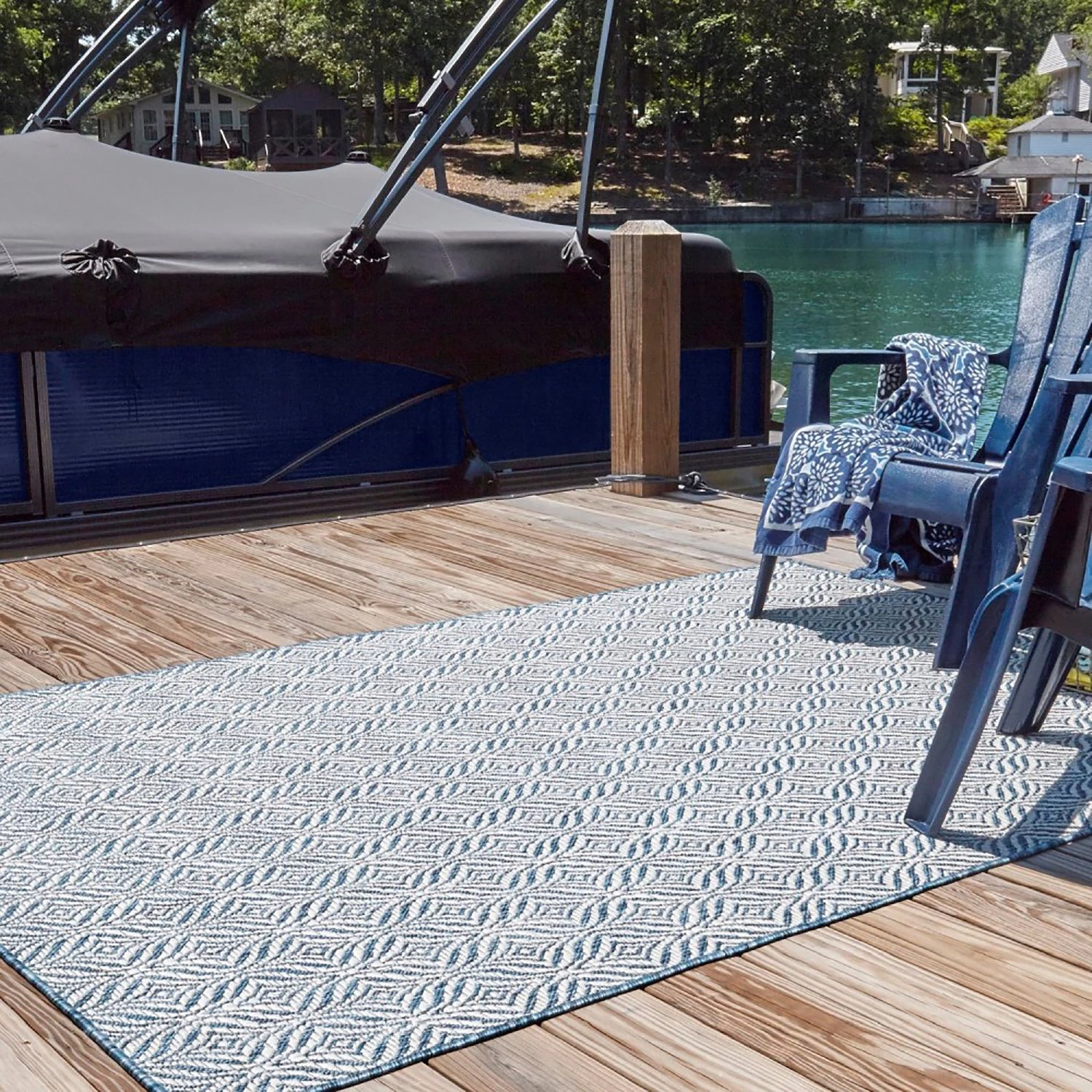 Top Square Tapis intérieur / ext. Cloud Crosses IV - Polypropylène - Bleu marine - 150 x 245 cm 6 Top Square Tapis intérieur / ext. Cloud Crosses IV - Polypropylène - Bleu marine - 150 x 245 cm – Image 4