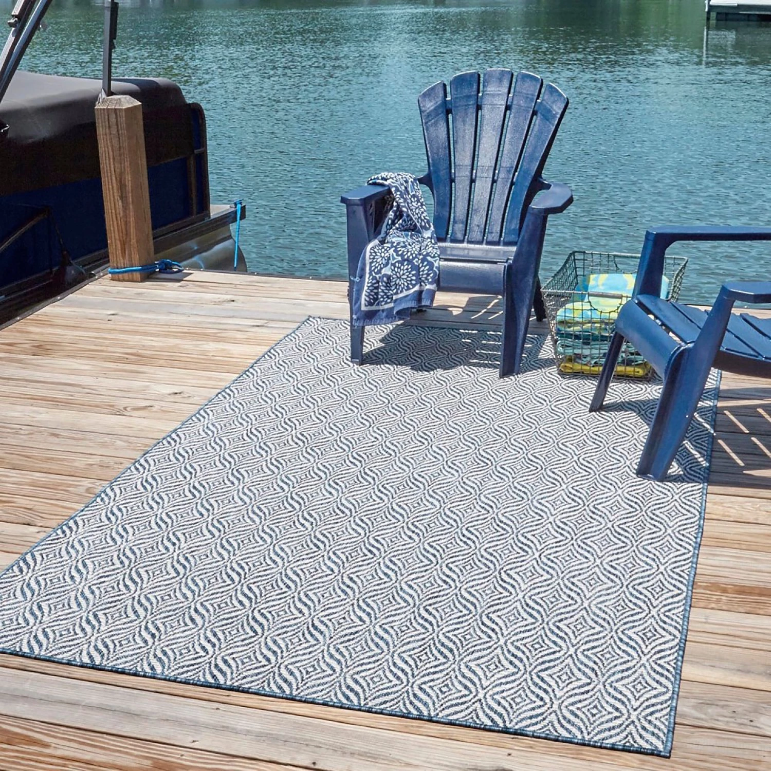 Top Square Tapis intérieur / ext. Cloud Crosses IV - Polypropylène - Bleu marine - 150 x 245 cm 10 Top Square Tapis intérieur / ext. Cloud Crosses IV - Polypropylène - Bleu marine - 150 x 245 cm – Image 8