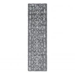 Top Square Tapis de couloir Temara Shag II - Polypropylène / Envers : - Gris - 80 x 305 cm