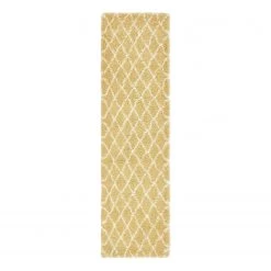 Top Square Tapis de couloir Temara Shag III - Polypropylène / Envers : - Jaune - 80 x 305 cm