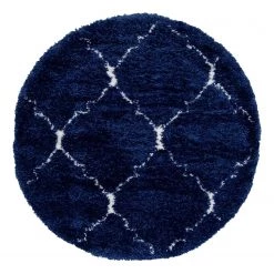 Top Square Tapis Temara Shag X - Polypropylène / Envers : - Bleu marine