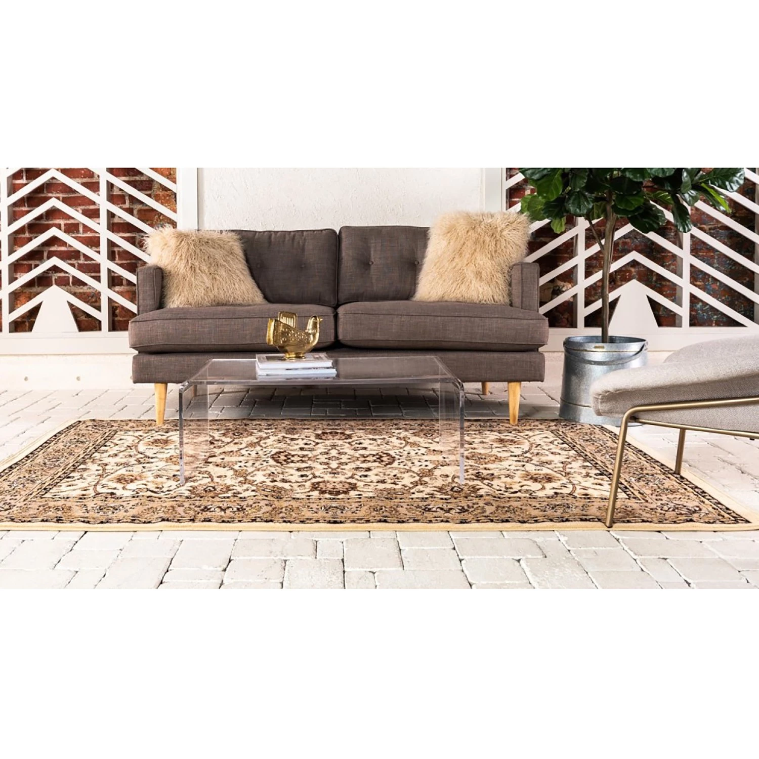 Top Square Tapis Zarin Hill I - Polyester / Jute - Crème 6 Top Square Tapis Zarin Hill I - Polyester / Jute - Crème – Image 4