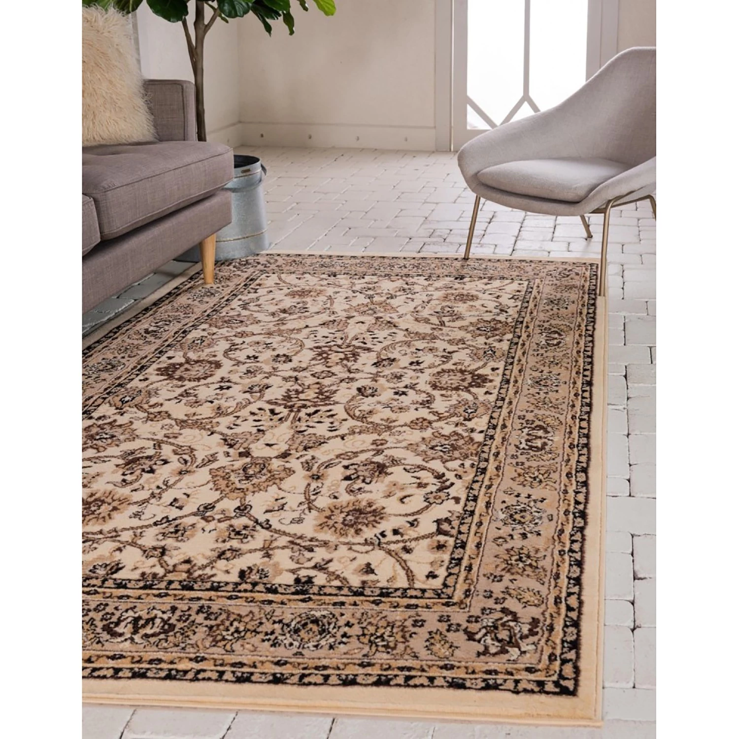 Top Square Tapis Zarin Hill I - Polyester / Jute - Crème 10 Top Square Tapis Zarin Hill I - Polyester / Jute - Crème – Image 8