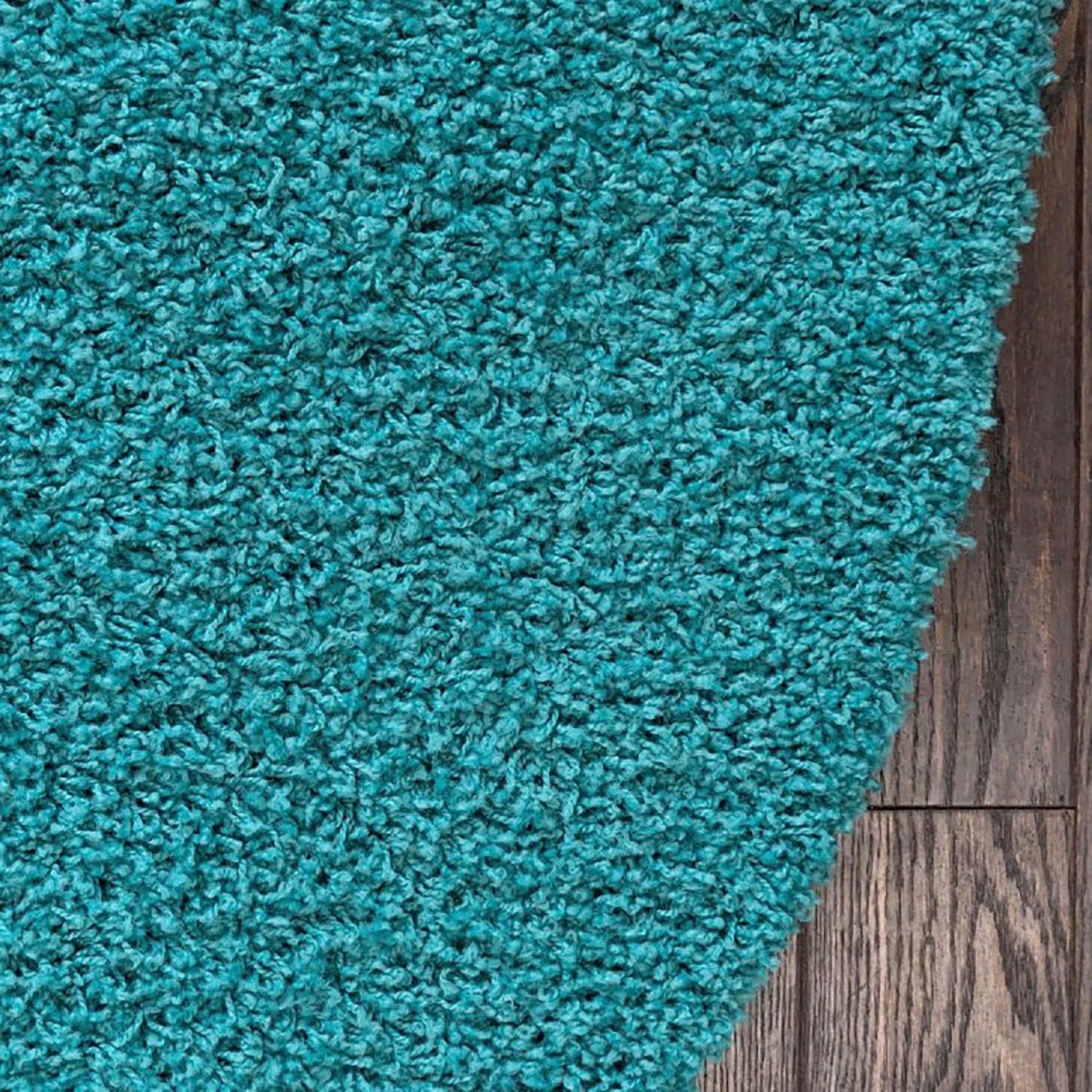 Top Square Tapis épais Shaggy Shag II - Polypropylène / Coton - Turquoise - Diamètre : 120 cm 4 Top Square Tapis épais Shaggy Shag II - Polypropylène / Coton - Turquoise - Diamètre : 120 cm – Image 2