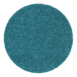 Top Square Tapis épais Shaggy Shag II - Polypropylène / Coton - Turquoise - Diamètre : 120 cm