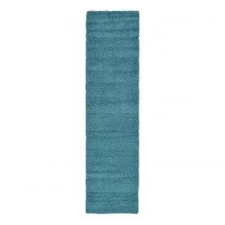 Top Square Tapis de couloir Shaggy Shag - polypropylène - Turquoise - 75 x 305 cm