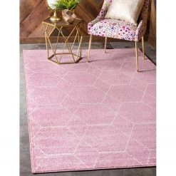 Top Square Tapis Crosses Frise I - Polypropylène / Coton - Rose - 185 x 275 cm -Tapis Soldes Boutique 1000285119 210819 13503200825 MOOD DETAILS P000000001000285119 mood