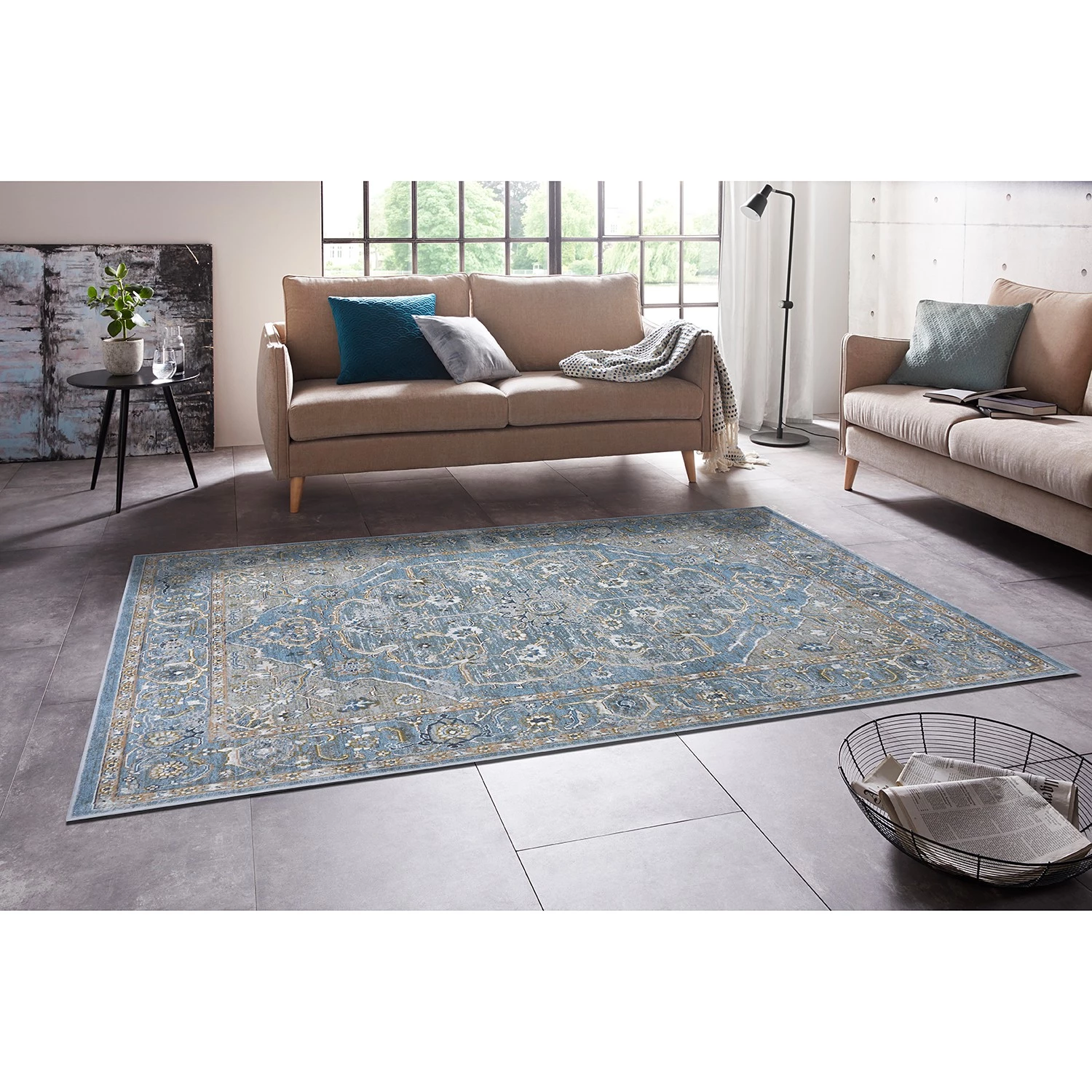 Nouristan Tapis Modasa - Viscose - Bleu jean - 200 x 290 cm 4 Nouristan Tapis Modasa - Viscose - Bleu jean - 200 x 290 cm – Image 2