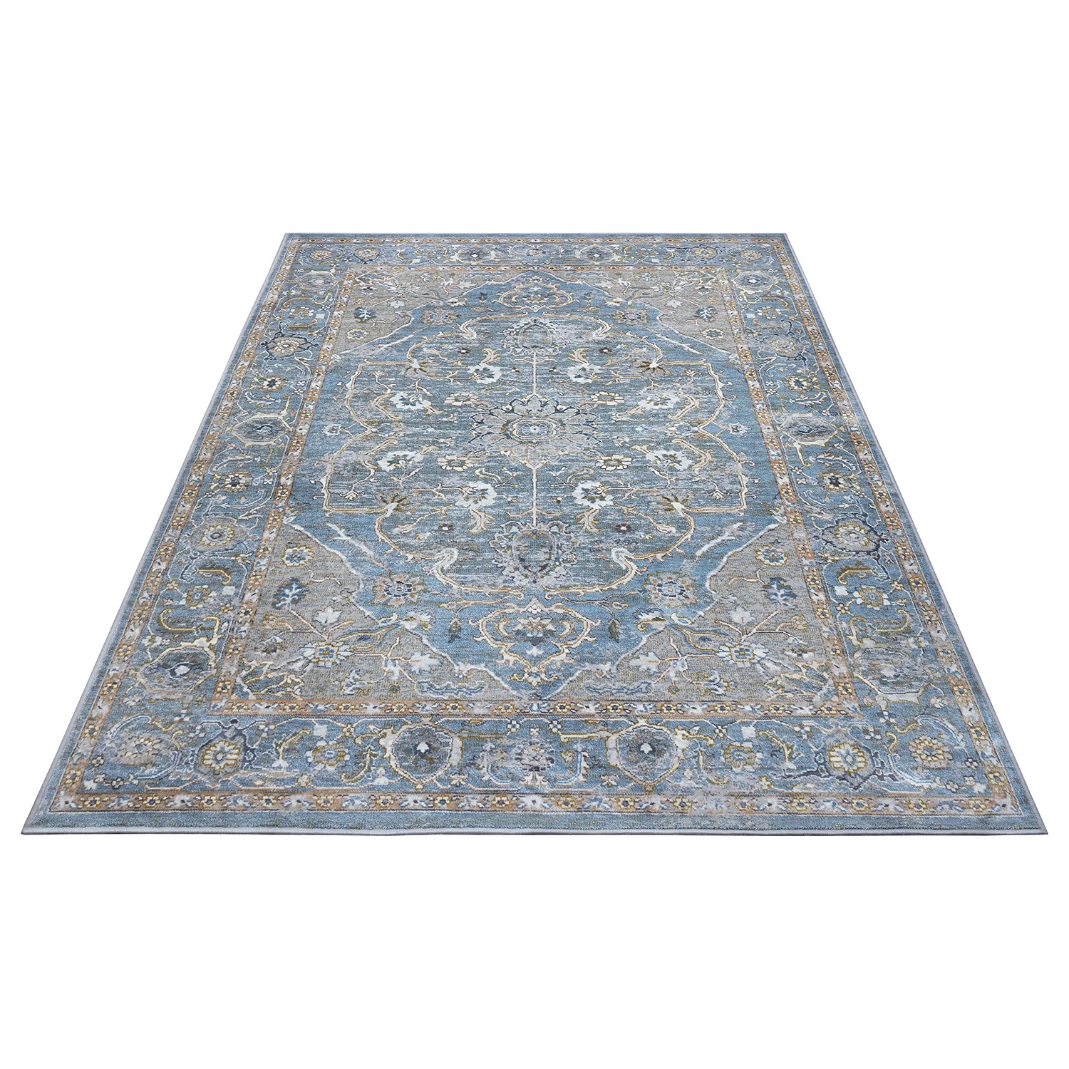 Nouristan Tapis Modasa - Viscose - Bleu jean - 200 x 290 cm 5 Nouristan Tapis Modasa - Viscose - Bleu jean - 200 x 290 cm – Image 3