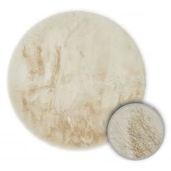 Andiamo Tapis en fourrure Novara - Polyester - Crème - Diamètre : 80 cm -Tapis Soldes Boutique 1000295012 220616 060 DETAILS P000000001000295012