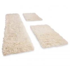 THEKO die markenteppiche Descente de lit Flokos 2450 (3 éléments) - Laine vierge - Naturel -Tapis Soldes Boutique 1000301562 211117 17451904464 DETAILS P000000001000301562
