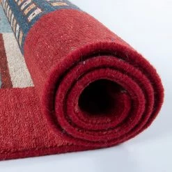THEKO die markenteppiche Tapis en laine Hindustan Hali 1425 - Laine vierge - Rouge - 70 x 140 cm -Tapis Soldes Boutique 1000301653 211117 17184800306 DETAILS P000000001000301653
