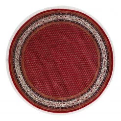 THEKO die markenteppiche Tapis en laine Chandi II - Laine vierge - Rouge - Diamètre : 100 cm