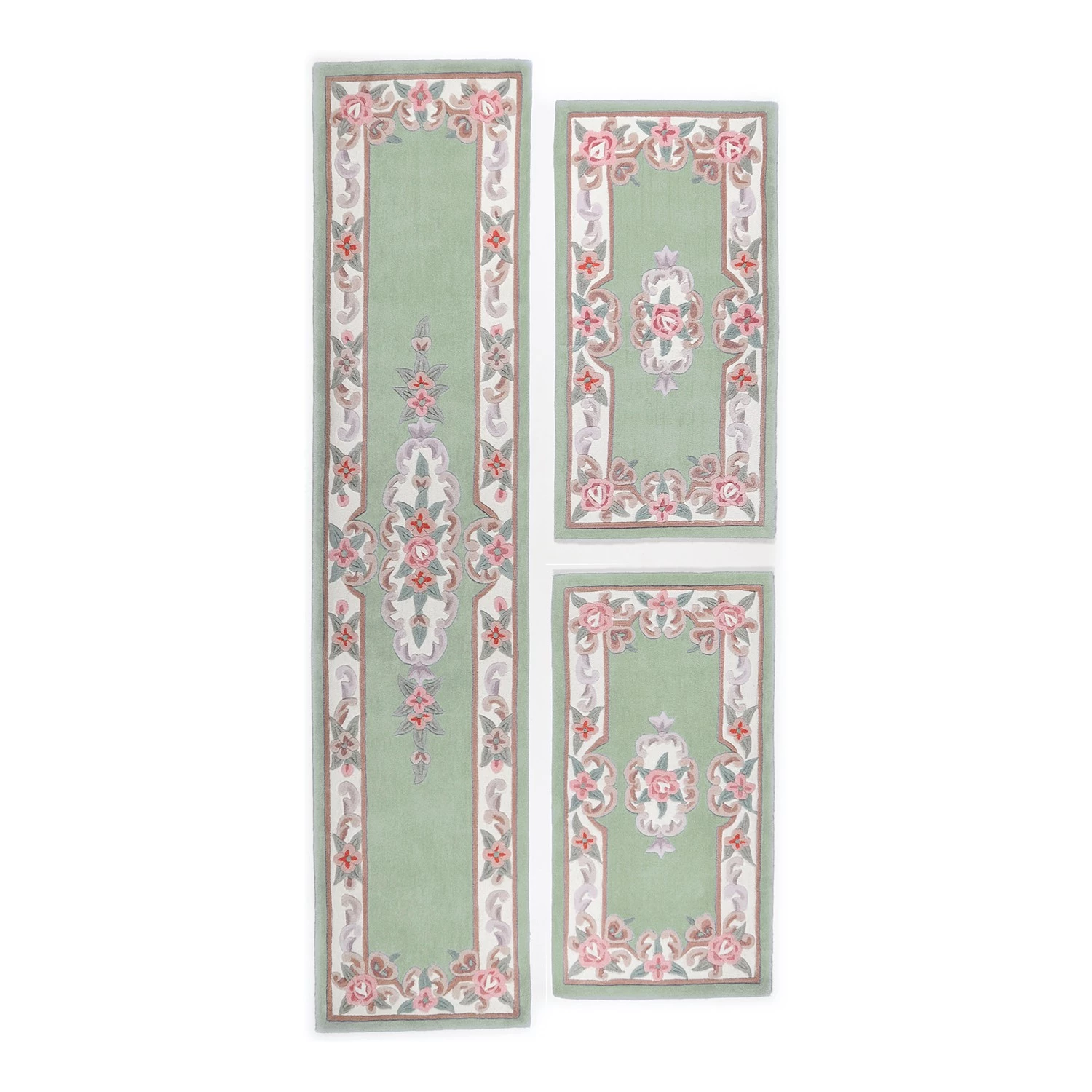 THEKO die markenteppiche Descente de lit Ming (3 éléments) - Polyacrylique - Vert 3 THEKO die markenteppiche Descente de lit Ming (3 éléments) - Polyacrylique - Vert