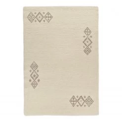 THEKO die markenteppiche Tapis en laine Taza Royal III - Laine vierge pure - Blanc - 140 x 200 cm