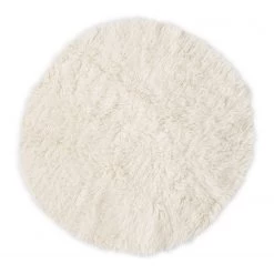 THEKO die markenteppiche Tapis en laine Flokos 1250 II - Laine vierge - Naturel - Diamètre : 100 cm