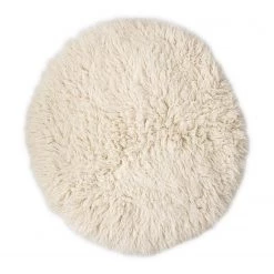 THEKO die markenteppiche Tapis en laine Flokos XXL II - Laine vierge - Naturel - Diamètre : 100 cm