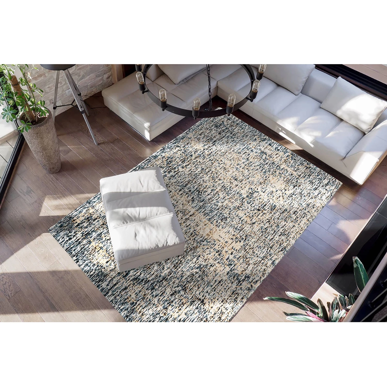 Kayoom Tapis Puerto 125 - Viscose - Bleu / Beige - 120 x 170 cm 5 Kayoom Tapis Puerto 125 - Viscose - Bleu / Beige - 120 x 170 cm – Image 3