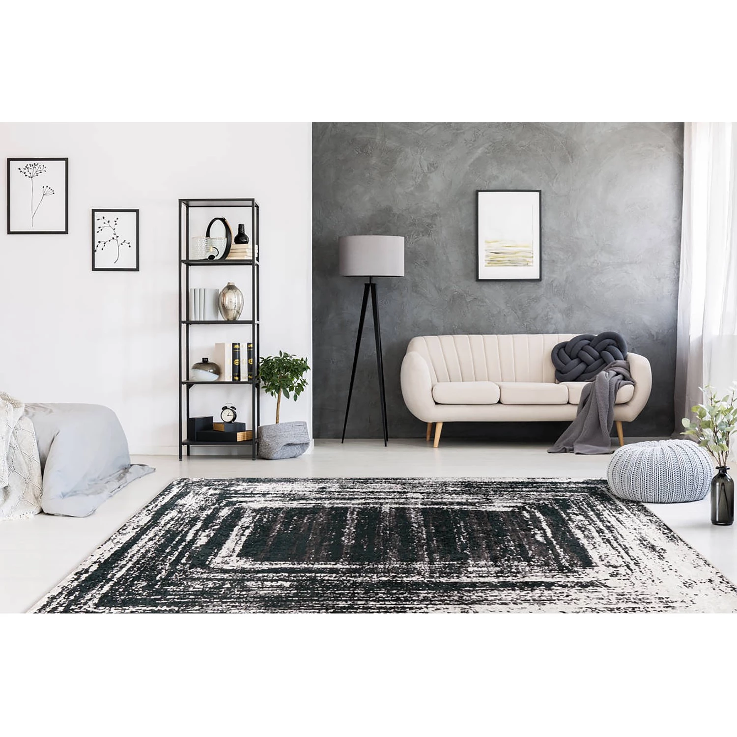 Kayoom Tapis Rhodin 725 - Polyester - Noir / Blanc - 80 x 150 cm 7 Kayoom Tapis Rhodin 725 - Polyester - Noir / Blanc - 80 x 150 cm – Image 5
