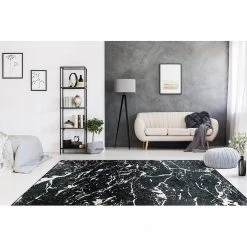 Kayoom Tapis Rhodin 1325 - Polyester - Noir / Blanc - 80 x 150 cm -Tapis Soldes Boutique 1000304496 211102 14474100544 MOOD DETAILS P000000001000304496 mood