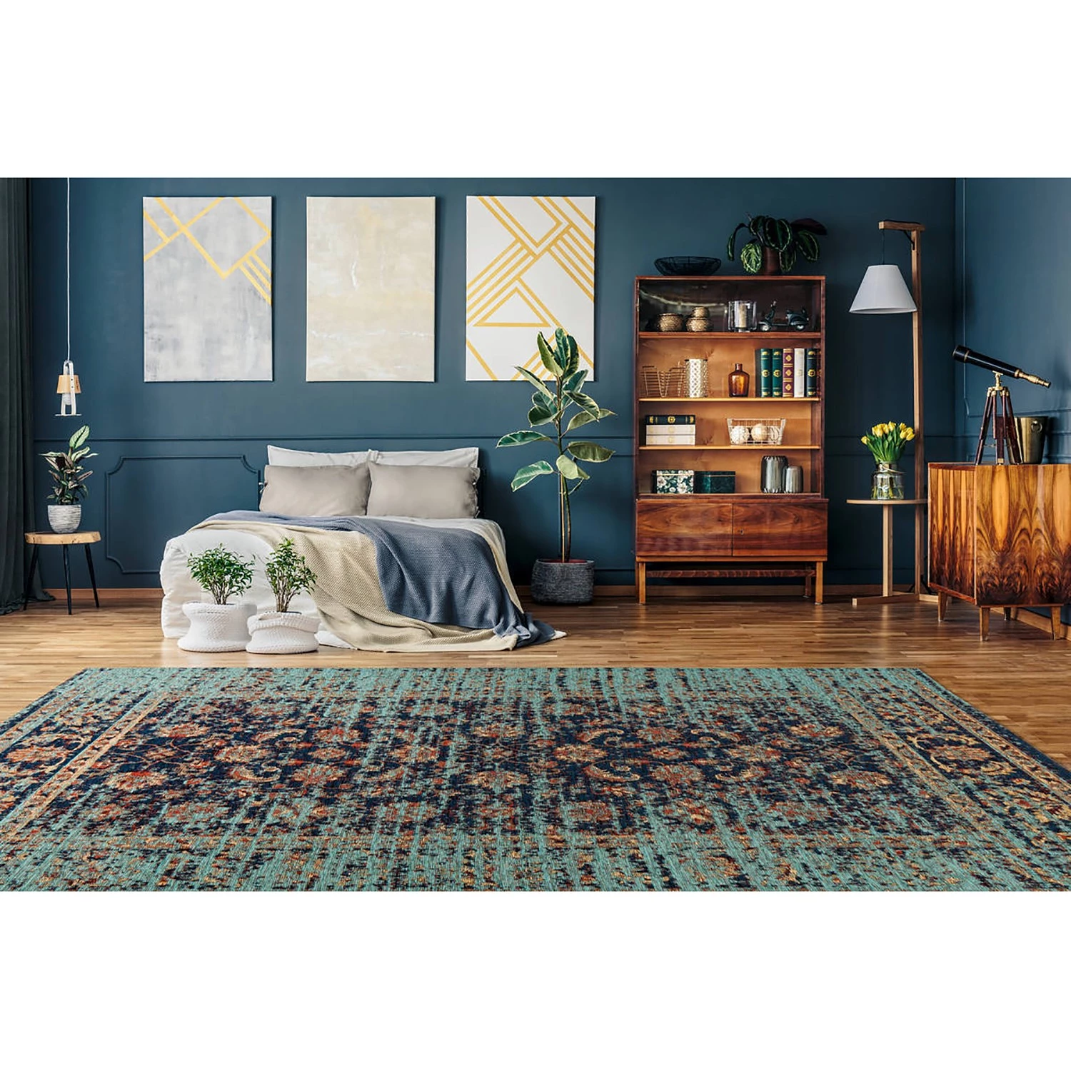 Kayoom Tapis Charme 225 - Tissu mélangé - Bleu - 160 x 230 cm 5 Kayoom Tapis Charme 225 - Tissu mélangé - Bleu - 160 x 230 cm – Image 3