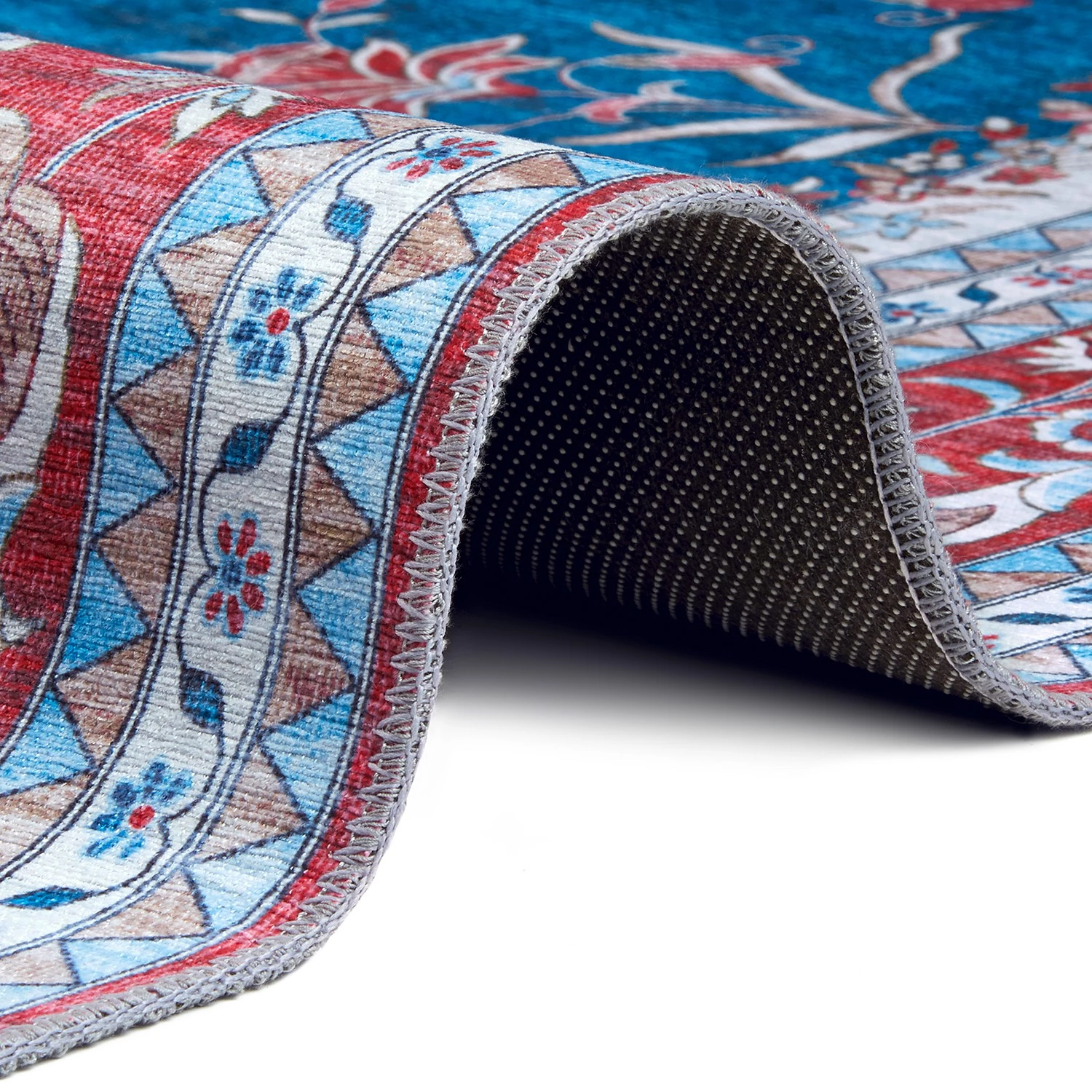 Nouristan Tapis Tabriz Nila - Polyester - Rouge rubis / Bleu - 200 x 290 cm 6 Nouristan Tapis Tabriz Nila - Polyester - Rouge rubis / Bleu - 200 x 290 cm – Image 4