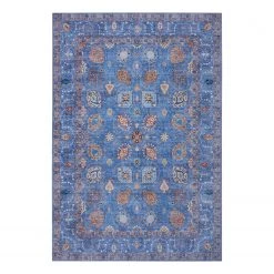 Nouristan Tapis Nain Madina - Polyester - Bleu jean - 80 x 150 cm