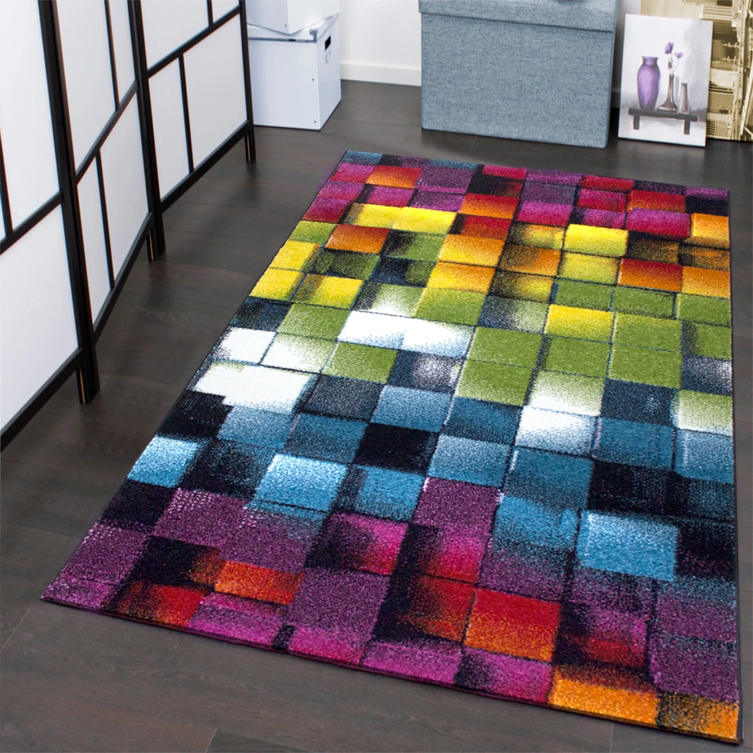 Top Square Tapis Colorful - Polypropylène - Multicolore 4 Top Square Tapis Colorful - Polypropylène - Multicolore – Image 2