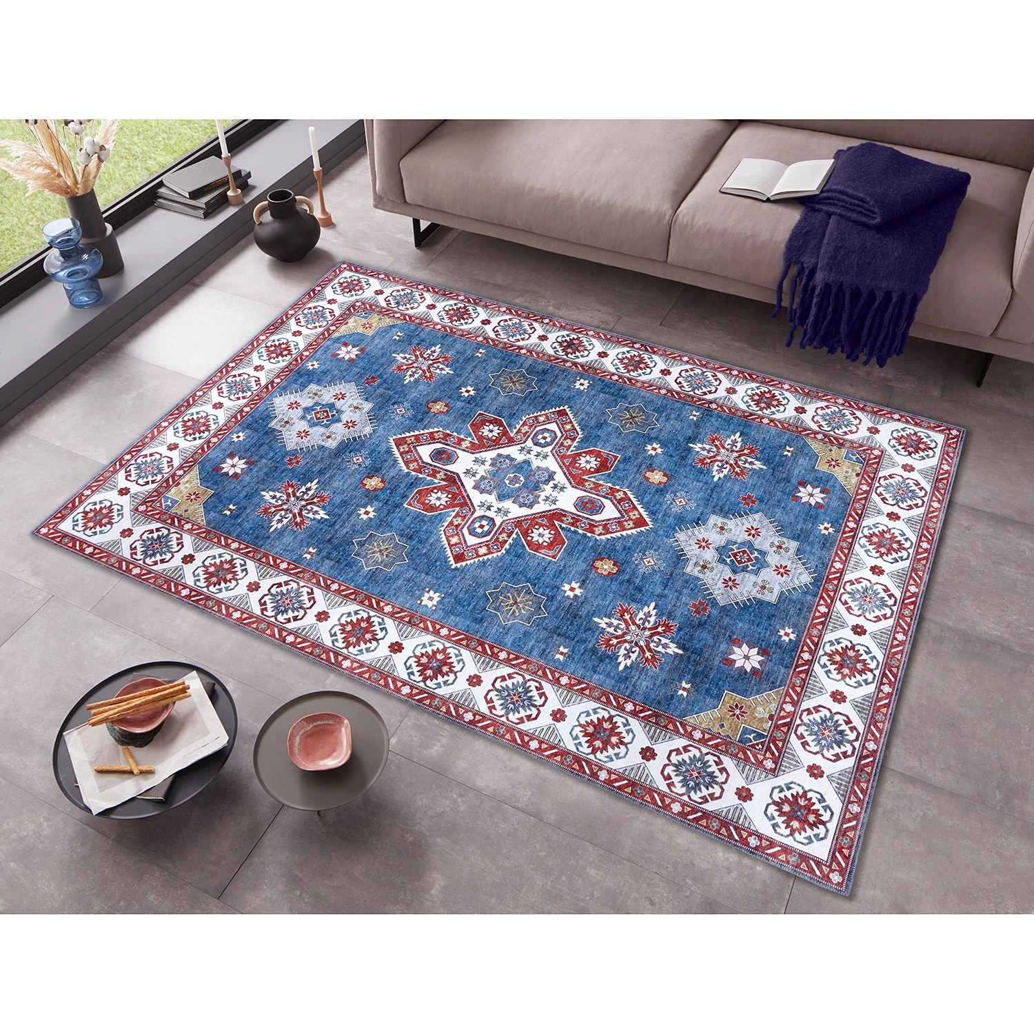 ELLE DECORATION Tapis Tabriz Dena - Polyester - Bleu-gris - 200 x 290 cm 4 ELLE DECORATION Tapis Tabriz Dena - Polyester - Bleu-gris - 200 x 290 cm – Image 2
