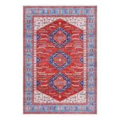 ELLE DECORATION Tapis Shiraz Niavaran - Polyester - Bleu / Multicolore - 160 x 230 cm