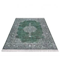 Nouristan Tapis Vintage Medaillion - Viscose / Coton - Vert - 95 x 140 cm -Tapis Soldes Boutique 1000311999 211130 13004800755 DETAILS P000000001000311999