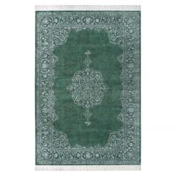 Nouristan Tapis Vintage Medaillion - Viscose / Coton - Vert - 95 x 140 cm