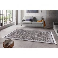 Nouristan Tapis Hamadan Saira - Viscose / Coton - Gris foncé - 160 x 230 cm -Tapis Soldes Boutique 1000312038 211130 13003900593 MOOD DETAILS P000000001000312038 mood