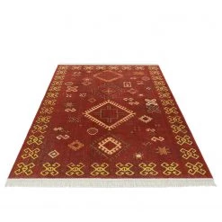 Nouristan Tapis Mata - Polyester recyclé / Coton recyclé / Polypropylène - Rouge foncé - 80 x 150 cm -Tapis Soldes Boutique 1000312079 211130 13003200475 DETAILS P000000001000312079