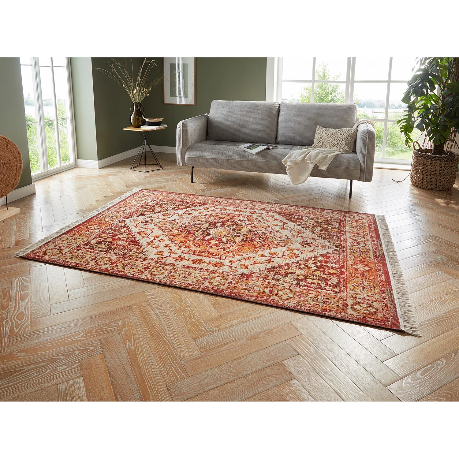 Nouristan Tapis Samia - Polyester recyclé / Coton recyclé / Polypropylène - Orange / Rouge - 120 x 170 cm 4 Nouristan Tapis Samia - Polyester recyclé / Coton recyclé / Polypropylène - Orange / Rouge - 120 x 170 cm – Image 2