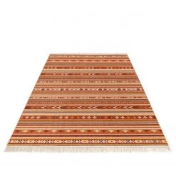 Nouristan Tapis Milad - Polyester recyclé / Coton recyclé / Polypropylène - Orange / Rouge - 120 x 170 cm -Tapis Soldes Boutique 1000312123 211130 13002200292 DETAILS P000000001000312123