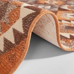 Nouristan Tapis Zohra - Polyester recyclé / Coton recyclé / Polypropylène - Orange / Marron - 160 x 230 cm -Tapis Soldes Boutique 1000312128 211130 13002000268 DETAILS P000000001000312128