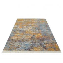 Nouristan Tapis Robina - Polyester recyclé / Coton recyclé / Polypropylène - Orange / Bleu Gris - 160 x 230 cm -Tapis Soldes Boutique 1000312153 211130 13001600188 DETAILS P000000001000312153