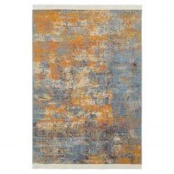 Nouristan Tapis Robina - Polyester recyclé / Coton recyclé / Polypropylène - Orange / Bleu Gris - 160 x 230 cm