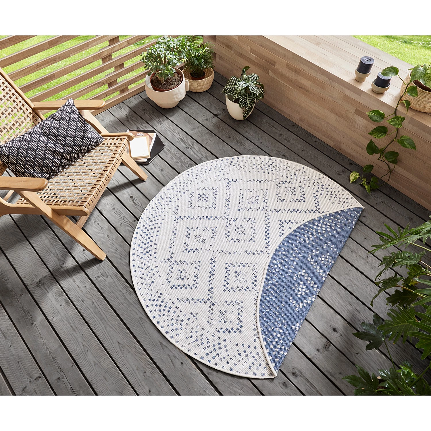 Freundin Home Collection Tapis réversible Olympia II - Polypropylène - Bleu 4 Freundin Home Collection Tapis réversible Olympia II - Polypropylène - Bleu – Image 2