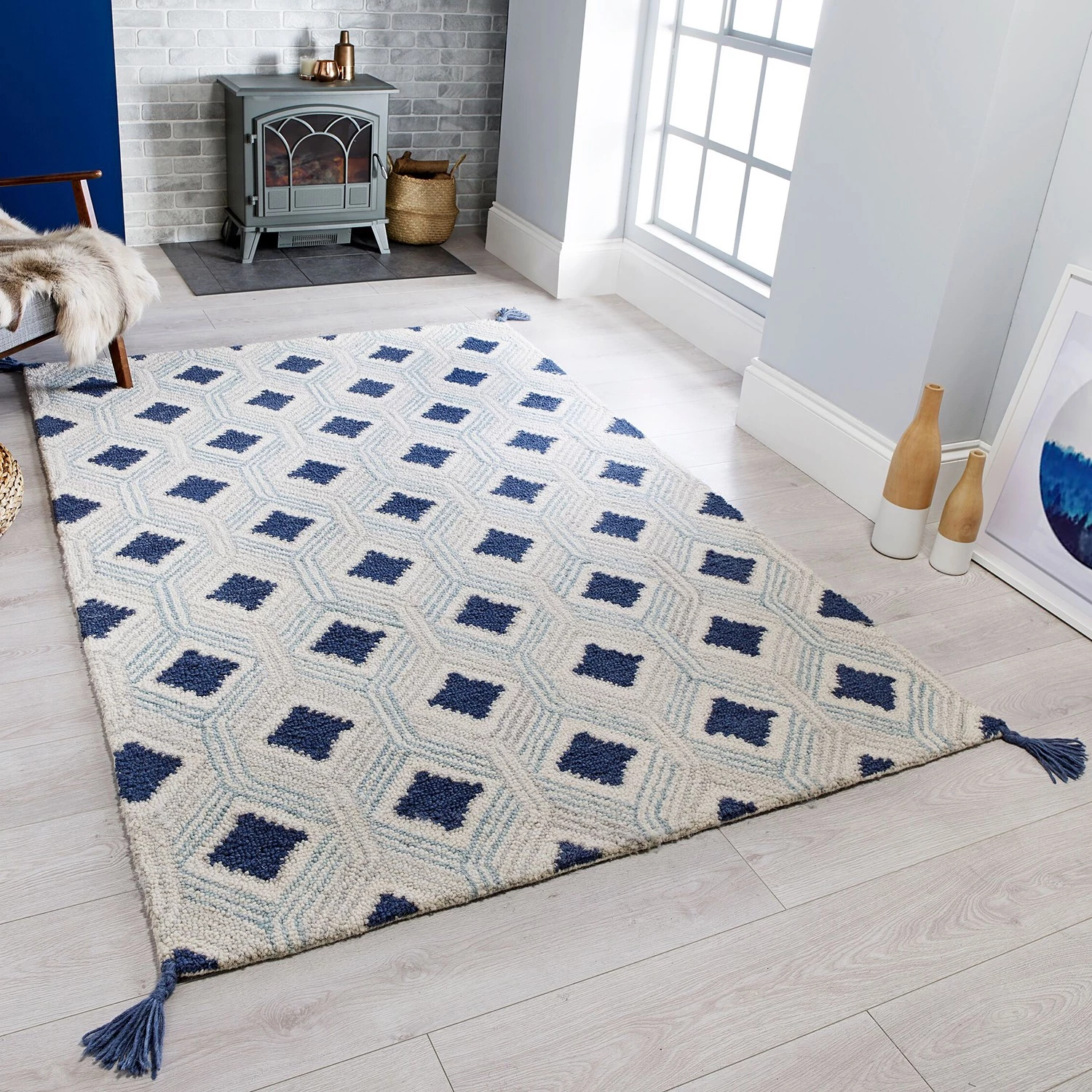 Flair Rugs Tapis en laine Marco - Laine - Bleu - 120 x 170 cm 4 Flair Rugs Tapis en laine Marco - Laine - Bleu - 120 x 170 cm – Image 2
