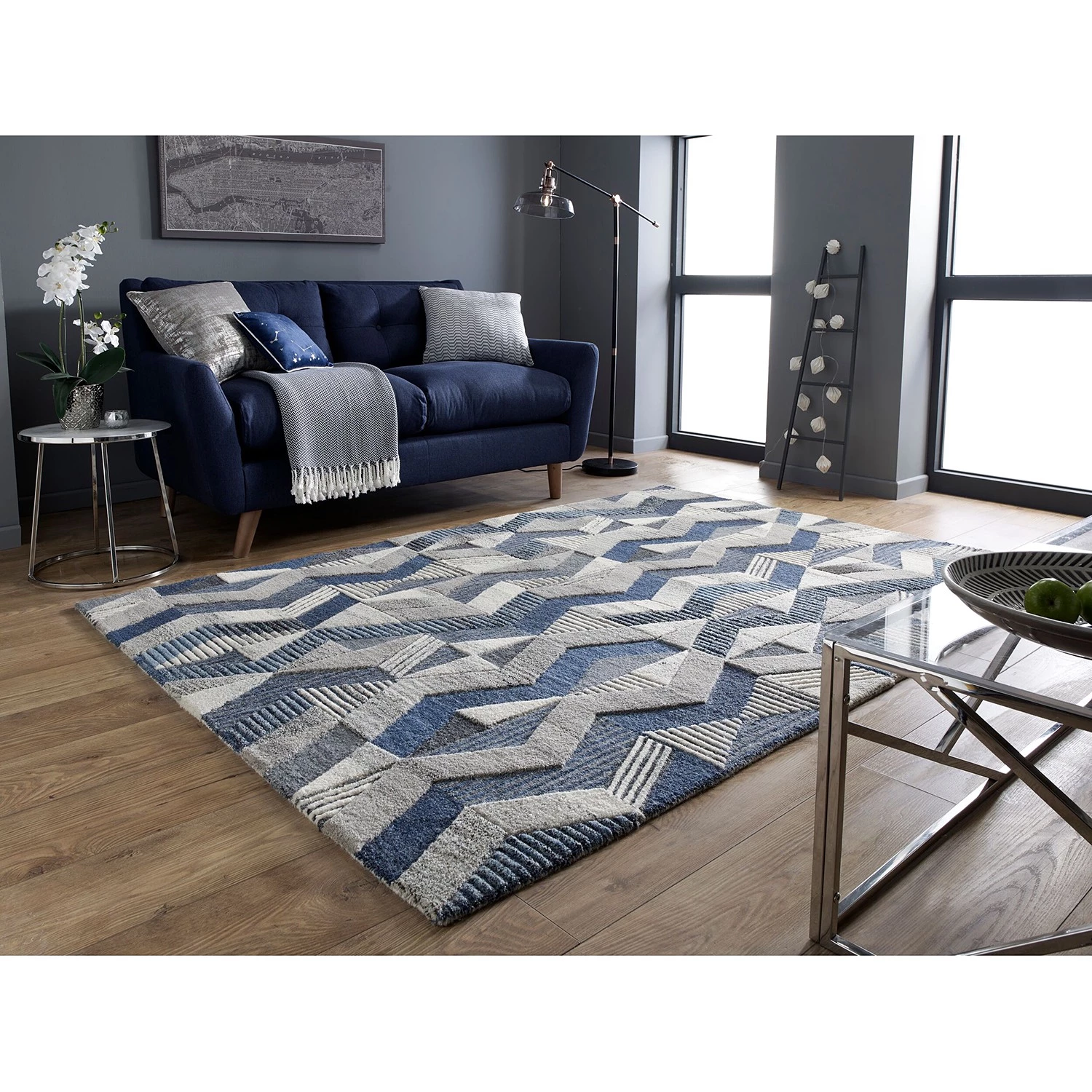 Flair Rugs Tapis en laine Asher - Laine - Bleu - 120 x 170 cm 4 Flair Rugs Tapis en laine Asher - Laine - Bleu - 120 x 170 cm – Image 2