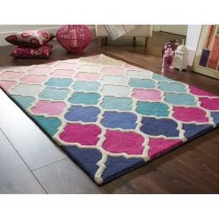 Flair Rugs Tapis Rosella - Laine - Rose / Bleu -Tapis Soldes Boutique 1000319333 220127 1656450020 MOOD DETAILS P000000001000319333 mood