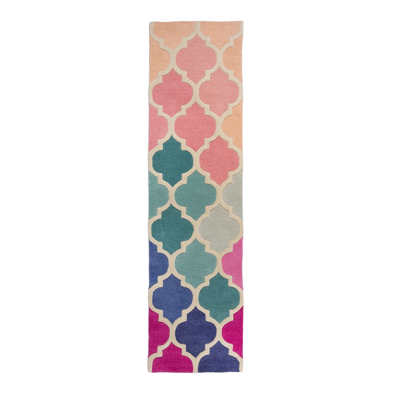Flair Rugs Tapis de couloir Rosella - Laine - Rose / Bleu 3 Flair Rugs Tapis de couloir Rosella - Laine - Rose / Bleu