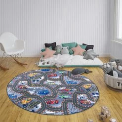 Hanse Home Tapis enfant Race Track II - Polyamide - Multicolore - Diamètre : 200 cm -Tapis Soldes Boutique 1000319466 220120 143238000027 MOOD DETAILS P000000001000319466 mood