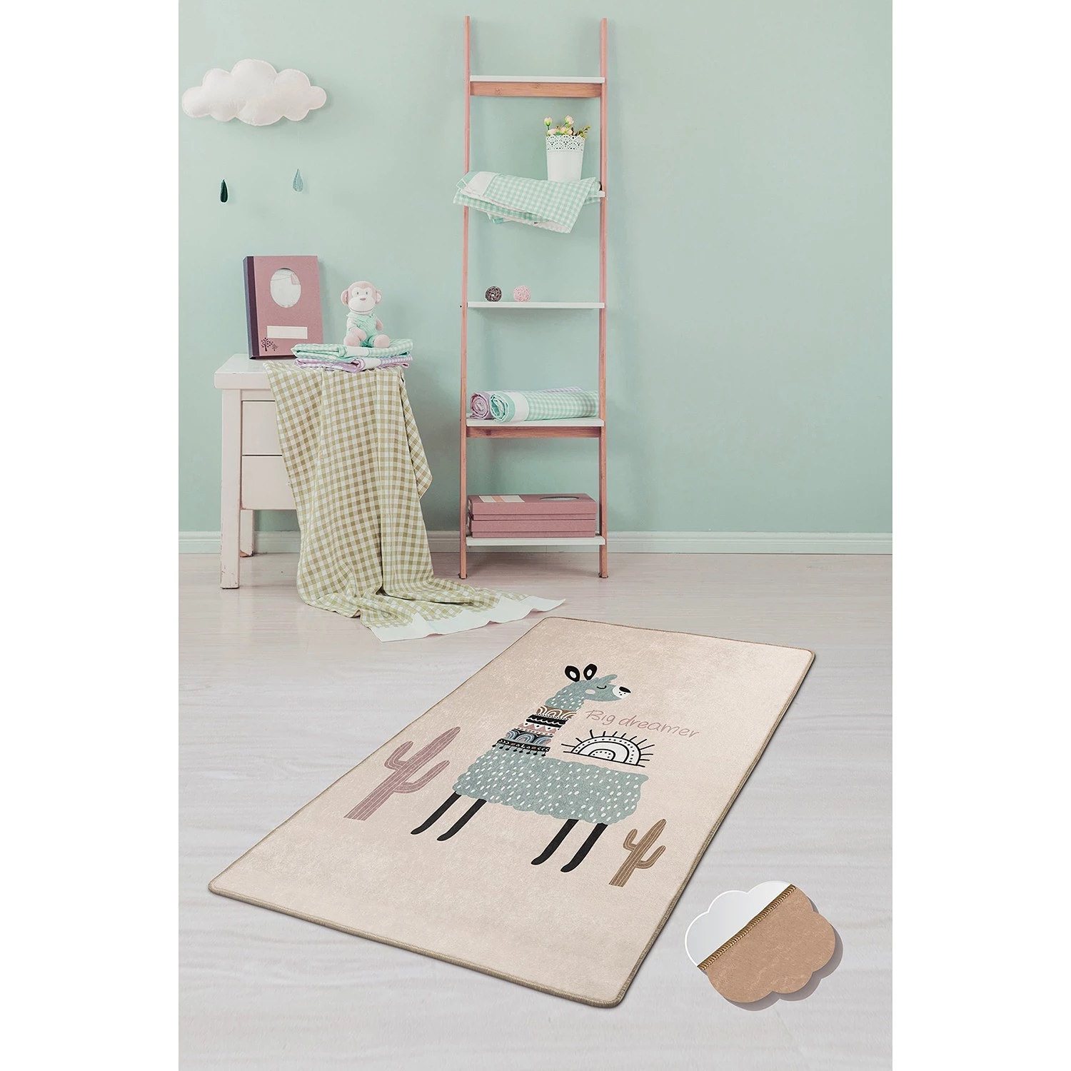 Top Square Tapis enfant Lama - Velours - Multicolore 4 Top Square Tapis enfant Lama - Velours - Multicolore – Image 2